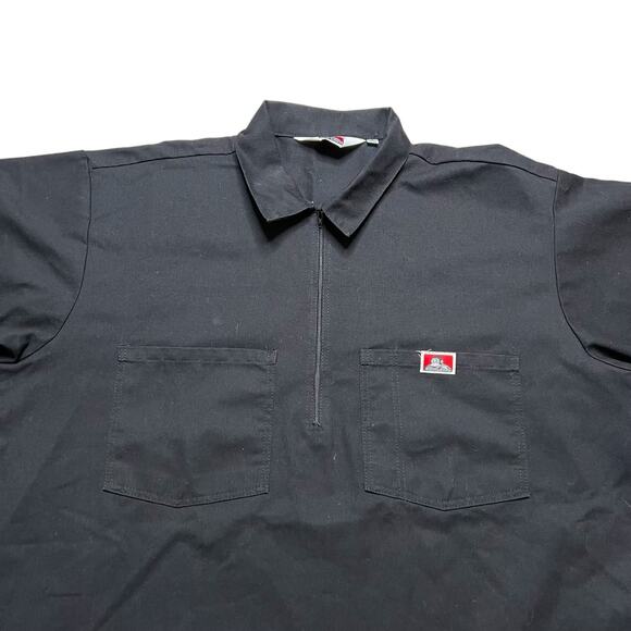 Ben Davis Work Shirt Men's XL Black Half-Zip Short Sleeve Double Pocket Logo Y2K - Picture 4 of 9